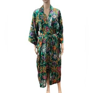 California dynasty vintage satin floral robe-L